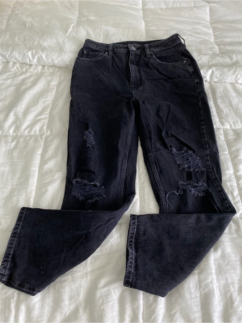 Guess Black Distressed Boyfriend Jeans High Rise